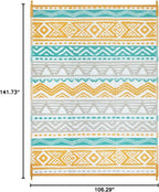 Lahome Waterproof Outdoor Rug 9x12, Reversible Outdoor Plastic Straw Rug for Patio, RV Camping Rugs Picnic Mat Outside, Large Outdoor Carpet for Beach Deck Backyard(Blue/Yellow,9'x 12')