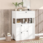 Bathroom Cabinet, Modern Bathroom Floor Storage Cabinet Organizer with 1 Door and 3 Drawers, Freestanding Cupboard for Kitchen/Living Room Use