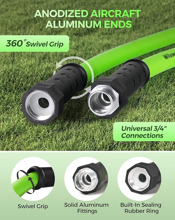 30 FT x 5/8″ Garden Hose, Lightweight Flexible Garden Water Hose with Swivel Handle, 200 PSI Working, 450 PSI Burst, Heavy Duty Water Hose for All-Weather Outdoor Use, G30GH06