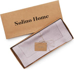 Solino Home Linen Table Runner 48 Inches - 100% Pure Linen Lilac Hemstitch Table Runner 14 x 48 Inch Ideal for Dresser and Coffee Tables - Classic Hemstitch