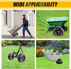 MZREXN 14.5" Wheelbarrow Tire Flat-Free 3.00/3.25/3.50/4.00-8" Solid Tire and Wheel with 3"-7" Centered Hub, 3/4" & 5/8" Bearings Replacement for Hand Truck/Dolly/Utility Cart/Garden Cart 2PCS Black