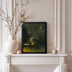 Poster Master Vintage Nocturne in Black and Gold Painting Poster - Retro The Falling Rocket Print - Abstract Art - Moody Art - Landscape Art - Office or Living Room Decor, 8x10 Black Framed