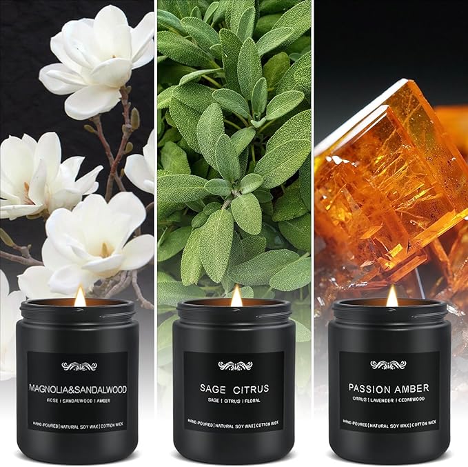 6 Pack Candles for Home Scented Aromatherapy Candles Gifts Set for Mens, Men Candle Set, 42 oz 300 Hour Long Lasting Candles, Gifts for Men, Birthday, Anniversary Present