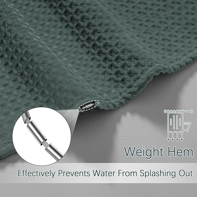 Extra Long Shower Curtain - 84 Inch Waffle Weave Weighted Thick Cloth Bathroom Shower Curtain, Wine Heavy Duty Hotel Bath Curtain Set with 12 Metal Hooks, 72x84 Stormy Weather