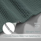 Extra Long Shower Curtain - 84 Inch Waffle Weave Weighted Thick Cloth Bathroom Shower Curtain, Wine Heavy Duty Hotel Bath Curtain Set with 12 Metal Hooks, 72x84 Stormy Weather