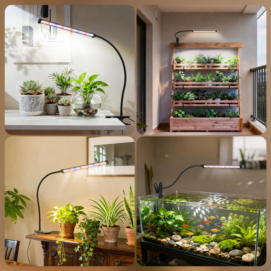 Sonamindary LED Grow Lights for Indoor Plants, Clip-On Clamp, Single Head