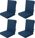 Outdoor Chair Cushions 20x20, Water-Resistant & Fade-Resistant, Patio Furniture Lawn Dining Chair Seat Replacement with High Back, Ties Zipper, Removable Cover, Set of 4, Navy Blue