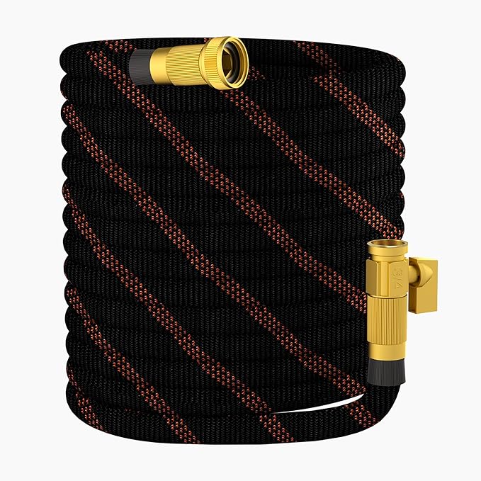 Garden Hose 50ft - Non-Expandable, Flexible, Kink-Free - 3/4'' Fitting High-Pressure & Lightweight Garden Water Hose with Burst Resistance - All-Weather Use for Gardens, Car Washing & Pet Care