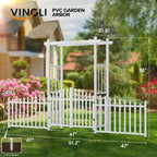VINGLI Garden Arbor with Gate and Fence, PVC Wedding Arch for Ceremony Party, Garden Trellis for Climbing Plants Outdoor, Arch Backdrop Stand for Garden, Backyard, Lawn, Wedding