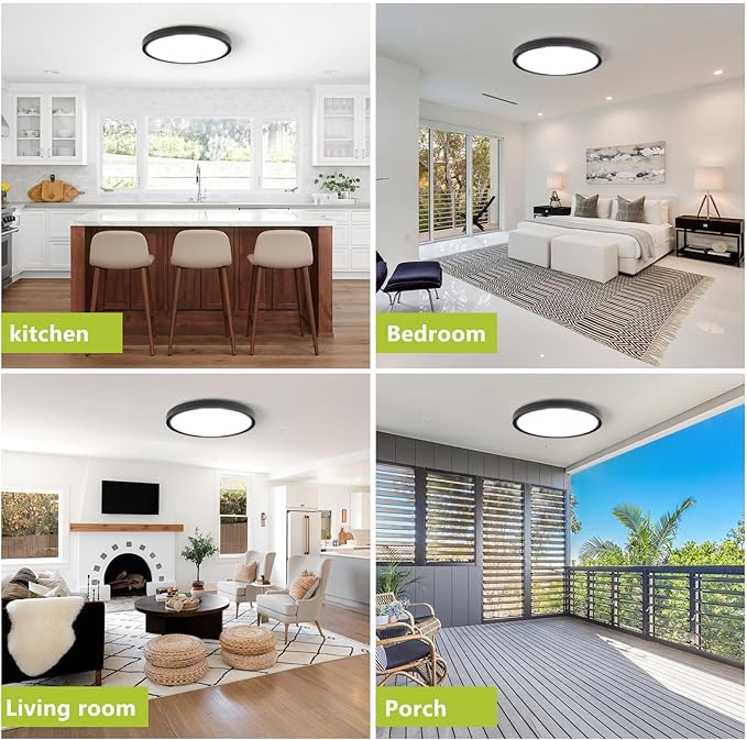 20 Inch 4200LM Large LED Flush Mount Ceiling Light Flixtures - 42W 3 Color Temp (3000K/4000K/6000K), Ultra-Thin Flat Dimmable Ceiling Fixtures for Living Room,Bedroom, Kitchen,Office,Black