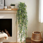 Artificial Hanging Plant 2 Pcs Faux Plant Ivy Vine Faux Eucalyptus Vines Fake Potted Greenery for Wall Living Room Home Shelf Office Bathroom Outdoor Indoor Decor (Type 2)