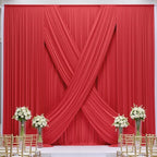 20ft x 15ft Red Wrinkle Free Backdrop Curtains for Parties,Silky Polyester Fabric Wedding Ceiling Drapes, 4 Panels 15ft Photo Back Drop Drapes for Baby Shower Photography Stage Background Cloth