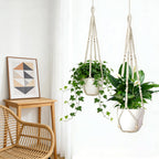 Wdmxszdq Macrame Plant Hanger Set of 2, 35 Inch Indoor Hanging Planter with 4 Hooks, Macrame Plant Hangers for Pots, No Tassels Boho Home Decor, Ivory (Pots Not Included)