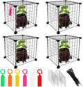 Generic 4 Set Wire Plant Covers Plant Protectors from Animals,20 Pcs 12""X12"" Chicken Garden Cloches for Plants Metal Meshes for Protect Plants Vegetables,Keeping Bunny Animals Out, Black