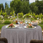 Fitable Linen Textured Tablecloths 60 Inches Round - 2 Pack Faux Burlap Table Clothes for Kitchen, Dining Room, Party, Farmhouse, Outdoor (Great for 20"-48" Round Tables, Stone)