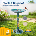 VIVOHOME Bird Bath for Outside, Polyresin Pedestal Birdbath, Green
