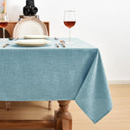 Fitable Faux Linen Tablecloths Rectangle 60 x 120 Inch - 2 Pack Waterproof Table Clothes for 8 Foot Tables, Turquoise Flax Look Kitchen Table Covers for Farmhouse, Dining, Party, Banquet, Buffet