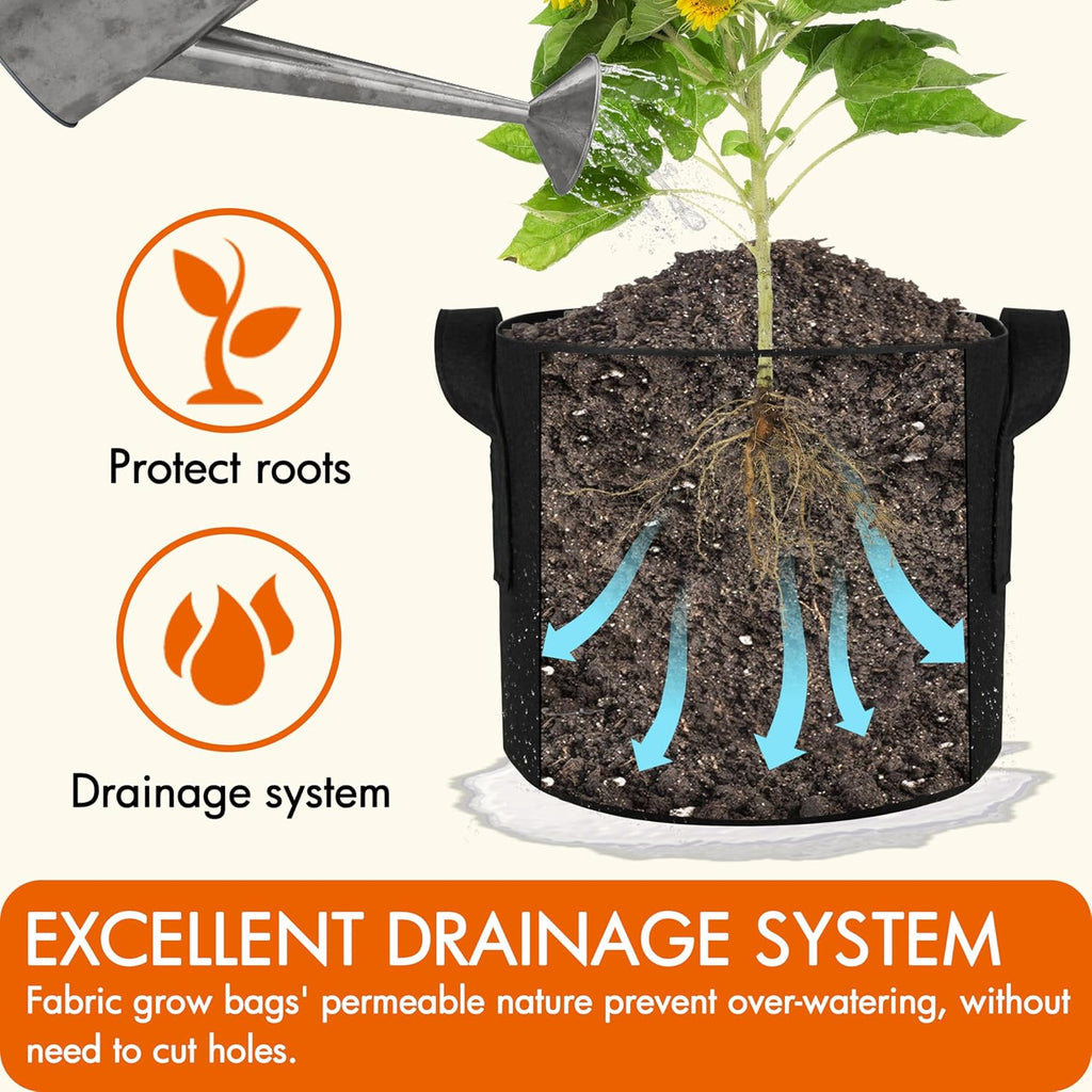 Gardzen 2-Pack 100 Gallon Grow Bags, Aeration Fabric Pots with Handles, Pot for Plants
