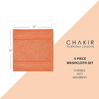 Chakir Turkish Linens | Hotel & Spa Quality 100% Cotton Premium Turkish Towels | Soft & Absorbent (4-Piece Washcloths, Coral)