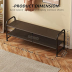 Shoe Rack 2 Tier Long Storage Organizer Wide Metal Shoe Shelf for Closet Entryway Brown