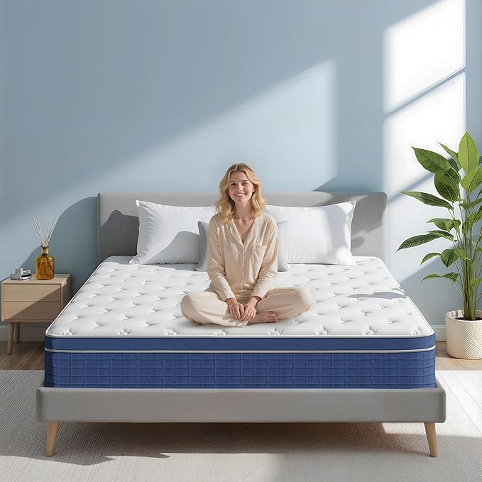 Twin Size Mattress 10 Inch, Twin Mattress in a Box, Hybrid Memory Foam Medium Firm Feel Individual Pocket Springs Matress, Breathable Fabric, Strong Edge Support, Fiberglass Free