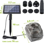 Solar Fountain Bird Bath with Solar Panel, Rockery Granite Water with 5 Nozzles Solar Water Fountain for Birdbath Outdoor, Pond, Patio Garden, and Fish Tank
