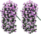 HyeFlora 2PCS Artificial Fall Hanging Flowers for Outdoors, Faux Daisy Muns Plants Fake Silk Orchid Long Stems UV Resistant for Home Garden Wall Party Indoor Outdoor Decor(Light Fuchsia and Fuchsia)