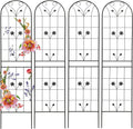 Garden Trellises, 4 Pack Black Metal Coated Rustproof Trellis for Climbing Plants Outdoor, Roses, Vines, Flowers, and Vegetables-19.7×86.7 inches
