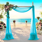 MDS Halloween Chiffon Draping Fabric - 2 Panel, 30" Wide x 40ft Long - Sheer Spooky Arbor & Canopy Drapery for Haunted House Backdrops, Party Ceilings, DIY Costumes & Themed Events - Peacock Blue