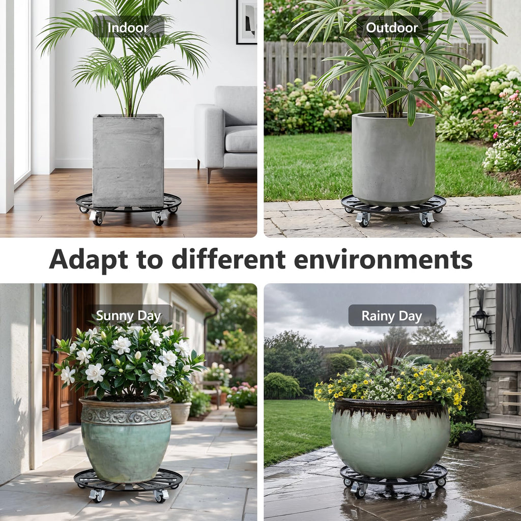 KEDSUM 16" Plant Caddy with Wheels, Anti-Rust & Anti-Slip Plant Stand with Wheels, 440LBS Heavy Duty Rolling Plant Stand, Plant Rollers with 5 Wheels for Indoor Outdoor, Edge Design