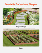 VEVOR Steel Landscape Edging, 10 Packs 40 x 4.5 in Weather-Resistant & Pre-Rust Metal Landscape Edging, Bendable Garden Edging Border, Heavy Duty Lawn Edging, Flower Bed Yard Pathway Divider