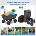 Yesker Garden Carts - 900lbs Dump Wagon with All Terrain Inflatable Wheels for Yard Lawn Farms Gardening - Heavy Duty Utility Outdoor Hauling Wheelbarrow