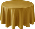 Biscaynebay Textured Fabric Round Christmas Table Cloths 108", Gold Water Resistant Table Covers for Dining, Kitchen, Wedding, Parties etc. Machine Washable