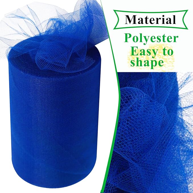 Royal Blue Tulle Fabric Rolls 6 Inch by 100 Yards (300 feet) Fabric Spool Tulle Ribbon for DIY Royal Blue Tutu Bow Baby Shower Birthday Party Wedding Decorations Christmas Craft Supplies