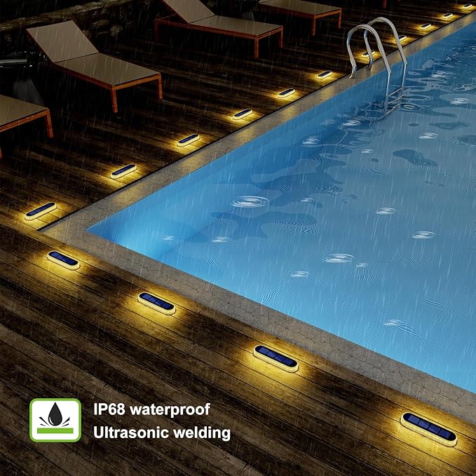 Solar Step Lights Outdoor Waterproof LED Deck, Fence, Stairs, Dock, Patio, Post, Railing, Garden, Backyard, Front Door, Pathway, Driveway, Porch (4 Pack)