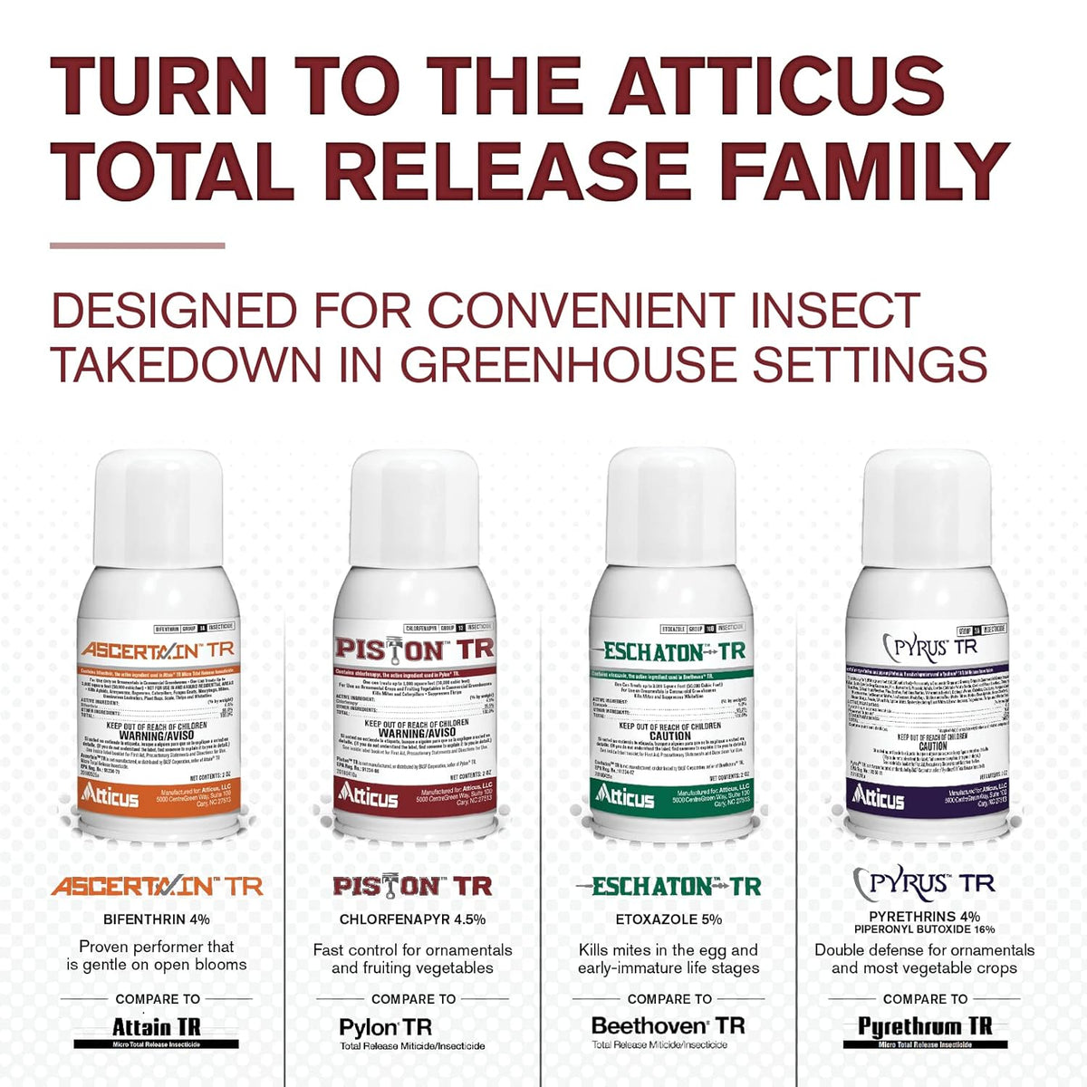 Atticus Piston TR Greenhouse Fogger (2oz Can) - (Compare to Pylon) - Total Release Chlorfenapyr Insecticide/Miticide - Controls Mites, Thrips, Caterpillars, and Adult Fungus Gnats