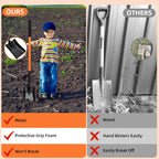 Small Square Shovel 43.3Inches Heavy Duty Garden Tools with Metal Handle, Small Transfer Spade for Digging Camping Car Beach Shovel, Orange