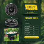 (2 Pack) 4.10/3.50-4 Flat Free Tire and Wheel 10-Inch Solid Wheel Replacement with 5/8 Bearings,2.2" Offset Hub -Compatible with Hand Truck,Wheelbarrow(Black)