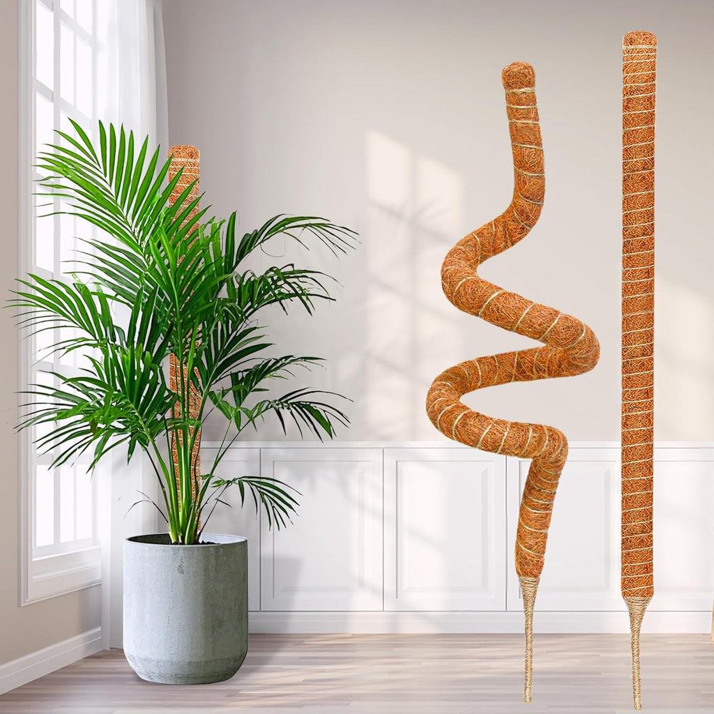 2 Pack 60 Inch Moss Pole Monstera Plant Support, Coir Moss Poles for Climbing Indoor Plants, Bendable Plant Stake Trellis for Potted Plant, Pothos, Philodendron