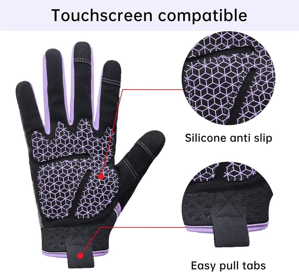 HANDLANDY Women Safety Work Gloves Utility Touch Screen Working Grip Glove for Yardwork Gardening Breathable Mechanic Gloves
