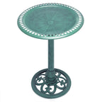 Alpine Corporation TEC116 Outdoor Aged Green Pedestal Birdbath with Scrollwork, 28" Tall, Green