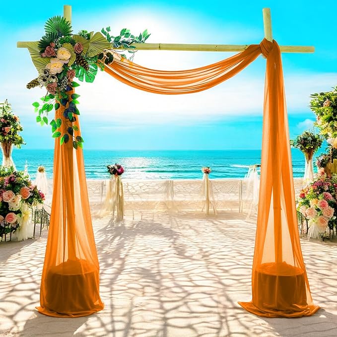 MDS Halloween Chiffon Draping Fabric - 1 Panel, 30" Wide x 20ft Long - Sheer Spooky Arbor & Canopy Drapery for Haunted House Backdrops, Party Ceilings, DIY Costumes & Themed Events - Orange