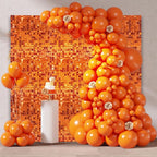 12PCS Orange Shimmer Wall Backdrop, Laser Square Sequin Photo Backdrops Panel, Glitter Wall Background for Birthdays, Weddings, Halloween, Engagements, Disco Bachelorette Party Decoration (3FTx4FT)