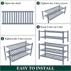 Smiry Bamboo Shoe Rack for Closet, 5 Tier Wooden Stackable Shoe Organizer, Free Standing Shoes Storage Shelf for Entryway, Front Door Entrance, Grey