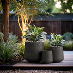 Kante 15.3"+11.6"+8.2" Dia Round Concrete Planter, Large Outdoor Indoor Planter Pots Containers with Drainage Holes and Rubber Plug for Home Garden Patio, Oil Rubbed Bronze