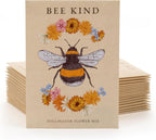 Bentley Seed Co. | Bee Kind Pollinator | Beautiful Bee Art | Environmental Favors Cards for Guests Seed Packets | Pollinator Wildflower Mix Seed Packets | Eco-Friendly Hand Out Gift | 25 Pack