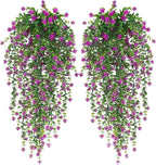 WEISPARK Artificial Hanging Flowers, 4pcs Fake Eucalyptus Vine Faux Flower Greenery Garland Plastic Plants for Indoor Outdoor Wall Garden Wedding Home Party Decor (4pcs Fuchsia)