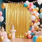 SquarePie Sequin Backdrop Less See Through Thick Background for Photography Glitter Curtain Party 8FT x 8FT Gold
