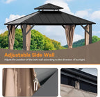 Covered Outdoor Gazebo Curtain Replacement Universal 4-Panel Sidewalls 8' x 8', Outdoor Gazebo Privacy Curtains with Zipper, Replacement for Outdoor, Patio Canopy, Garden and Backyard (Curtain Only)