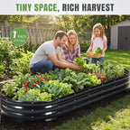 INNO STAGE Galvanized Raised Garden Bed, 8x3x1FT Oval Metal Raised Garden Beds for Vegetables, Rust-Resistant & Easy Assembly, Outdoor Planter Box for Gardening, Flowers, Herbs (Grey)